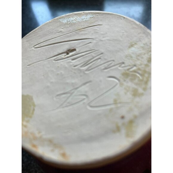 Vintage Ginger Pot With Lid Ceramic Handmade Pottery Hand Glazed Reddish Signed - Picture 10 of 10